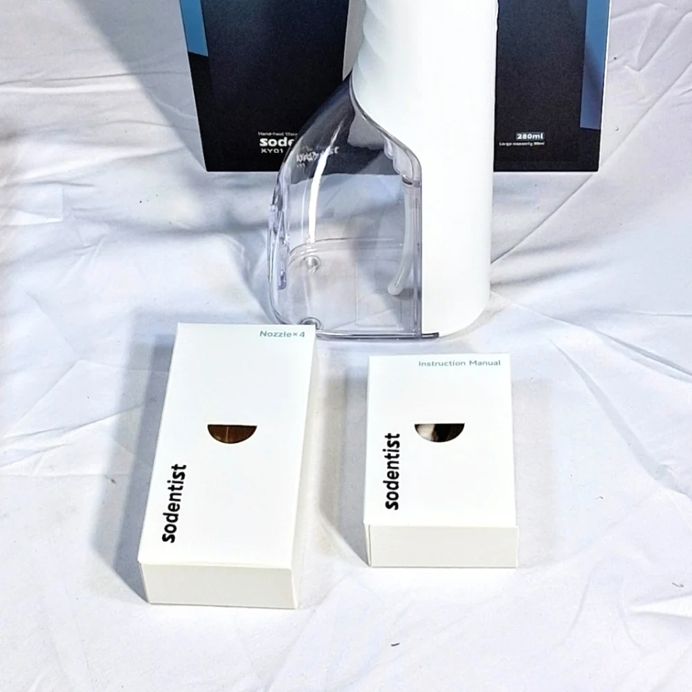 Sodentist NIBox 280 ml. White Hand-Held 3 Mode Water Flosser With Charging Base